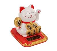 RASTKY Maneki Neko Solar Powered Cute Lucky Cat Bring Wealth Happiness Decoration for Car Bedroom Office Plastic 2.76 X 2.56in (White)