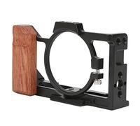 RASTKY Metal Mirrorless Camera Cage Sturdy Protective Casing Wooden Handle Grip for ZV1 Camera, Anodized Treatment, Battery Compartment Design, Anti-Skid Pads, 1 X Wrench, Ideal for Vloggers and