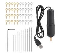 RASTKY Mini Pin Vise Electric Drill Tool Kit for Jewelry Resin Wood Key Chain Making Black, 10pcs Drill Bits, USB Cable, for Necklace Earring Bracelet Keychain Sculpture (Black #-2)