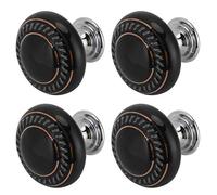 RASTKY Modern Ceramic Handle Knob Set Durable for Drawer Cabinet Closet European Style Decor for Kitchen Bathroom Bedroom Office 4pcs Handle Knob,White/Black (1043 Double Gold Circle-Black)