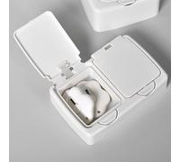 RASTKY Multifunctional Cotton Swab Container, Plastic Mulitfunctional Organizer for Floss Picks, Q-tips, Dust Proof Cosmetic Cotton Box, Portable Toothpick Holder for Outdoor Use