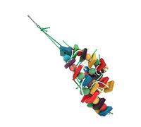 RASTKY Natural Wooden Blocks Parakeet Chewing Toy, Colorful Bird Toy for Exploring Macaws, Reduce Bird Anxiety, Exercise Activity for Parrots, Pet Supplies (Thin rope style)