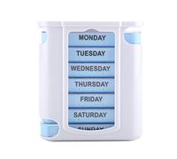 RASTKY Non- Durable 7 Layers Plastic Box with 28 Grid Drug Storage Box, Easy to Extract, Travel Convenience Blue+White 5.12 X 4.53 X 1.77 Inch for Daily Use
