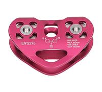 RASTKY Outdoor Climbing Pulley Block Double Shaft Pulley Mountaineering Aviation Aluminum 25kN Load 10kN Working Capacity Climbing Accessory (Wine Red)