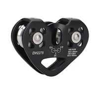 RASTKY Outdoor Climbing Pulley Block Double Shaft Pulley Mountaineering Aviation Aluminum 25kN Load 10kN Working Capacity Climbing Accessory (Black)