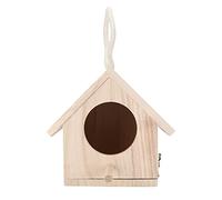 RASTKY Outside Hanging Wooden Bird House with Perch, Moisture-proof Natural Wood Birdhouse, Easy-to-Clean Bird Box for Small Birds, Garden Decor 6.1x5.7x4.7in