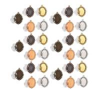 RASTKY Oval Glass Domes Jewelry Tool 60pcs Metal Pendant Base Tray Oval Glass Domes Jewelry Tool Accessory Pendant Trays with Cabochons Arts, Crafts & Sewing Beading &
