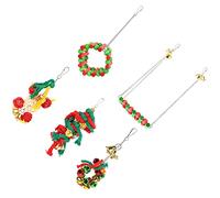 RASTKY Parakeet Toys Set with Christmas Day Decoration, Colorful Chewing Swing for Birds, Safe and Non- Material, 5 Piece Variety Pack for Active Pets (Christmas 5-piece combination)