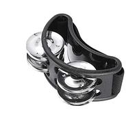RASTKY Percussion Musical Instrument Foot Tambourine 4 Pairs Metallic Jingles ABS Structure Black for Acoustic Set 3.9x1.6x2.4in