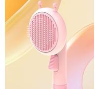 RASTKY Pet Needle Comb for Cats and Dogs, Self Cleaning Bee Shape Grooming Brush, Floating Hair Remover with One-Key Button (Little Bee, Pink (One Click to Make Cat Cakes))