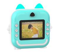 RASTKY Portable Children Thermal Print Kid Camera 2.4 Inch Screen Digital Camera for Learning Toy Birthday Gift with 32GB Memory Card 3 Rolls White Print Paper for Girls Boys Holiday Travel (BL-2)