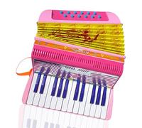 RASTKY Portable Mini Button Accordion ABS Material Pleasing Sound 24-key 12-bass Instrument, Easy to Learn Concertina for Performances Green/Pink 11.4 X 5.9 X 11 (Pink)
