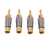 RASTKY Preffair 24K Gold Plated Banana Plug Speaker Cables - 4 Pcs, Suitable to 8.7mm Diameter Cables, HIFI Connector