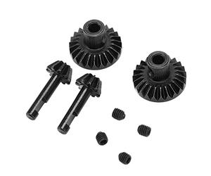 RASTKY Premium Steel 1/16 RC Model Bull Gear with Exquisite Design, Long Lasting for RC Model Military Truck, Lightweight & Practical for MN, 2 X Active Gear, 2 X Driven (Black)