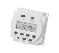 RASTKY Programmable Digital Timer Switch Panel Mounted Electrical Mini Size 1 Minute Interval ON/OFF 16 Schedule, LCD Display 7 Day for Home Office White Plastic 2.76x2.76x1.69in (#1)