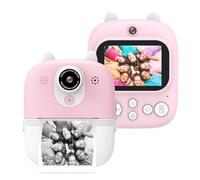 RASTKY Quick Printing Childeren's Camera 12MP Dual Lenses 32GB Extended Memory with 3 Printing Paper Rolls for Picnic Blue (Pink)