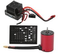 RASTKY Red-Balck Waterproof S3650 3100KV Brushless Motor Set with 60A ESC and Programming Card for 1/10 RC Car, CNC Heat Sink