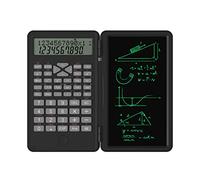 RASTKY Scientific Calculator with Erasable Writing Board 240 Functions 2 Line LCD Display Foldable School Supplies for Students White (Black)