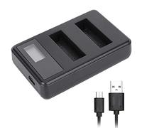 RASTKY SEIVI AHDBT-401 Actions Camera Dual Slot Battery Charger with LCD Display, Mini USB Charger for 2 Batteries At Once, Overcharge Protection, DC 5V Input, Suitable for Travel, Plastic Material