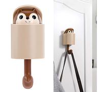 RASTKY Self Adhesive Durable Squirrel Shape Heavy Duty Stick On Wall Hook for Keys Belts Scarves Hats - Multipurpose Hook for Bedroom Bathroom Living Room Office (Coffee)