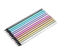 RASTKY Shiny Metallic Color Pencils, Strong and Durable 2B Lead, 12 Colored Pencils for Drawing, Highlight Effect, Black Wood Material