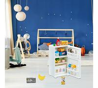 RASTKY Simulation Refrigerator Toy Set with 17 Toy Foods, Mini Dollhouse Freezer Model Playset for Children, Plastic and Paper Material, Ideal for Pretend Play