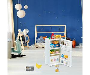 RASTKY Simulation Refrigerator Toy Set with 17 Toy Foods, Mini Dollhouse Freezer Model Playset for Children, Plastic and Paper Material, Ideal for Pretend Play