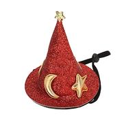 RASTKY Small Animal Pet Hats, Adorable Hamster Costume with Moon and Star Pattern, Adjustable Chin Strap for Hamsters, Small Pets (Red)