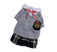 RASTKY Soft and Comfortable Polyester Campus Style Dog Clothing - for Parties, Birthdays, and Daily Wear - Adorable Pullover Design for Your Beloved Pet (women's skirt gray XS)