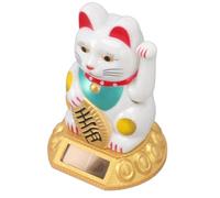RASTKY Solar Powered Cute Waving Cat Decoration Waving Arm Solar Light Induction Statue Figurine For Home Car Ornaments, Vivid and Lovely Chinese Fortune Cat (White)