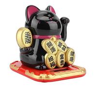 RASTKY Solar Powered Exquisite Swing Lucky Beckoning Cat, Cute Solar Welcoming Cat for Fortune Luck, Eco-Friendly Black, Plastic (Black)