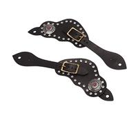 RASTKY Spur Strap Horse Riding - 1 Pair of Leather Rhinestone Vintage Spur Straps Boots - Belt Equestrian, Men & Women, Black