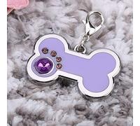RASTKY Stylish Alloy Pet ID TagDogs and Cats - CustomName Pendant in CuteShape with Rhinestone - Easy Attachment to Collars PerfectPet Identification and Accessories (Purple)