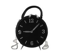 RASTKY Stylish Small Shoulder Bag for Women - PU Leather Modern Clock Handbag with 2 Way Zipper, Small Cell Phone Purse for Daily Use and Special Occasions (Black)