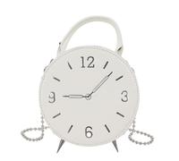 RASTKY Stylish Small Shoulder Bag for Women - PU Leather Modern Clock Handbag with 2 Way Zipper, Small Cell Phone Purse for Daily Use and Special Occasions (White)