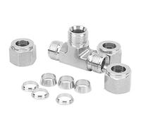 RASTKY Tee Compression Ferrule Connector 316 Stainless Steel Vibration Resistant for Biomedicine, Semiconductor - 1 X Compression Ferrule Connector (Ф10)