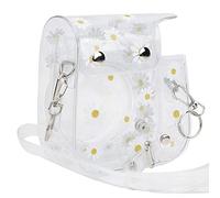 RASTKY Transparent Small Camera Bag, Cute and Fashionable Portable PVC Shoulder Bag for Mini 11/9/8 with Shoulder Strap, Metal Adjust Buckle, Removable Lens Cover, Daisy Transparent,