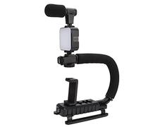 RASTKY U Shape Camera Stabilizer Handheld Video Rig with LED Light and Microphone - Portable Design, Smartphones, and Cameras