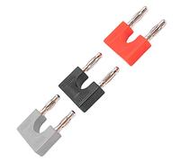 RASTKY U38 4mm Banana Plug Double Row Copper Plated Connector Fast Connection for Radio Equipment Vibration Resistant Red Black Gray 3 Pack