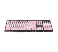 RASTKY UltraThin Cute Cartoon USB Wired Keyboard for Home Office Laptop Computer Universal, Silent & 104 Keys QWERTY English Layout for Notebook, Games, Black and Pink (Black Pink)
