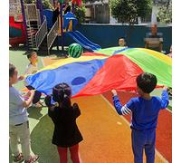 RASTKY Umbrella Parachute Toy for Kids, Sturdy Handles to Develop Upper Body Strength, Rhythm Play, Outdoor Activities, Polyester Material (Colorful 4)