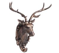 RASTKY Unique Resin Animal Shape Wall HookBathroom, Kitchen, Living Room - Decorative Towel, Hat, Coat, and Keys Hanger with - Stylish Antique Gold, Copper or Retro Finish (Deer Head (Antique Gold))