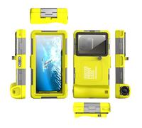 RASTKY Universal Diving Phone Case Deep Dive Vent Holes Clear Large Window for Underwater Snorkeling Waterproof Case for Underwater, TPE+PC+Glass Orange (Yellow and Black)
