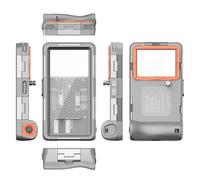 RASTKY Universal Diving Phone Case Deep Dive Vent Holes Clear Large Window for Underwater Snorkeling Waterproof Case for Underwater, TPE+PC+Glass Orange (Grey and Orange)