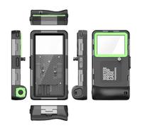 RASTKY Universal Diving Phone Case Deep Dive Vent Holes Clear Large Window for Underwater Snorkeling Waterproof Case for Underwater, TPE+PC+Glass Orange (Green)