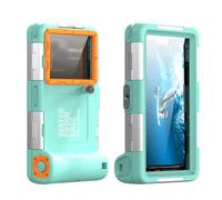 RASTKY Universal Diving Phone Case Deep Dive Vent Holes Clear Large Window for Underwater Snorkeling Waterproof Case for Underwater, TPE+PC+Glass Orange (Light Blue and Orange)