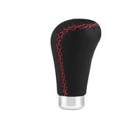 RASTKY Universal GearKnob with 4 Adapters - Premium Black Leather with Red StitchesManual & Automatic Transmissions - Ergonomic Design (Red Border)