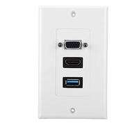 RASTKY US 3-Port VGA USB 3.0 Wall Mount Panel Adapter Socket - ABS Mystical/Fantasy Retardant Material with Easy Installation, Flexible Wiring, and Plug-and-Play Connectivity Engineering