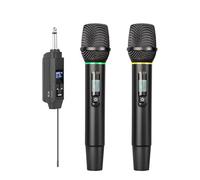 RASTKY Wireless UHF Rechargeable Microphone System for Karaoke Singing Wedding Party Home Cinemas Portable Mic for Concerts Conferences Metal Black 25 * 5.5 * Cm (1 for 2)