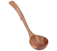 RASTKY Wood Porridge Spoon and Decorative Spoon for Catering, Fine Workmanship for Home and Kitchen, 1 X Wooden Ladle (Large curved hook spoon)